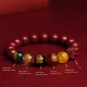  Vermilion Pixiu Five-Way Caishen (Wealth God) Lucky Bead Bracelet