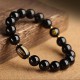 Black Obsidian Heart Sutra Buddha Bead Bracelet