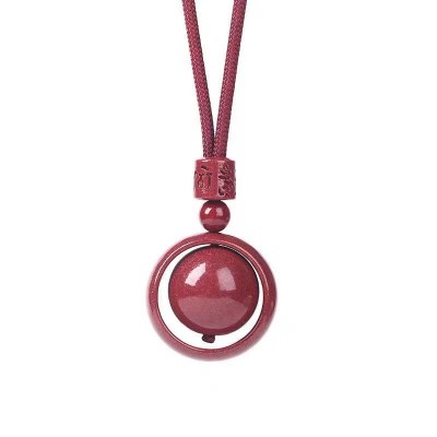 Cinnabar Fortune Turning Pendant Necklace