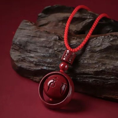 Cinnabar Fortune Turning Pendant Necklace