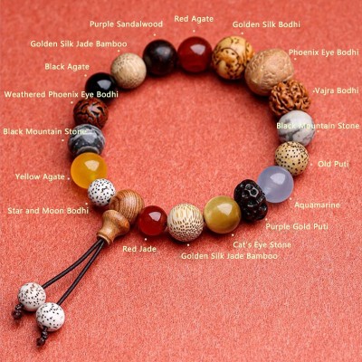 Eighteen Seed Bodhi Bead Amulet Bracelet