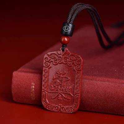 Five Ways of Wealth God Cinnabar Pendant