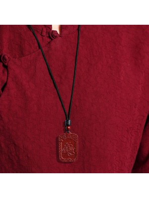 Five Ways of Wealth God Cinnabar Pendant