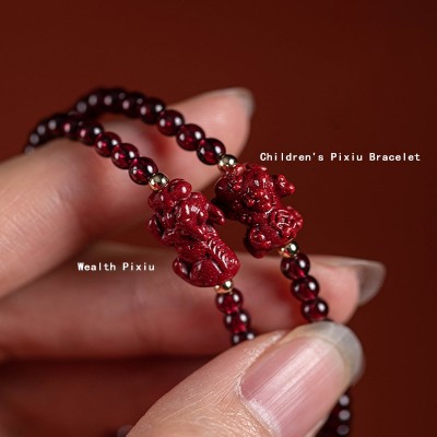 Garnet and Cinnabar Pixiu Bracelet