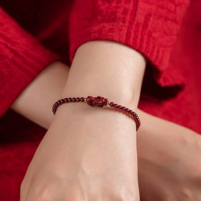 Garnet and Cinnabar Pixiu Bracelet