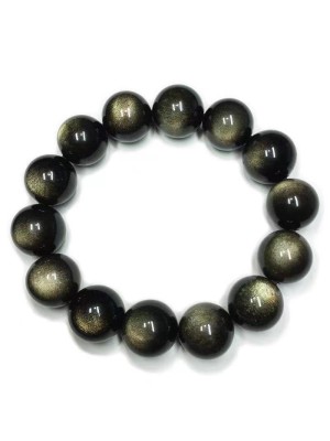 Natural Black Gold Obsidian Double Eye Couple Bracelets