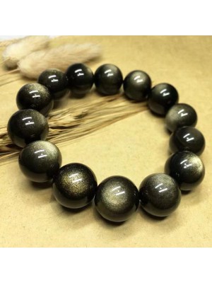 Natural Black Gold Obsidian Double Eye Couple Bracelets