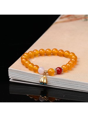 Natural Red Agate Lotus Pod Bracelet