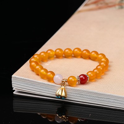 Natural Red Agate Lotus Pod Bracelet