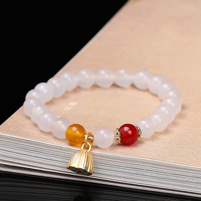 Natural Red Agate Lotus Pod Bracelet