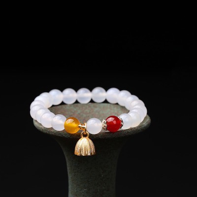 Natural Red Agate Lotus Pod Bracelet