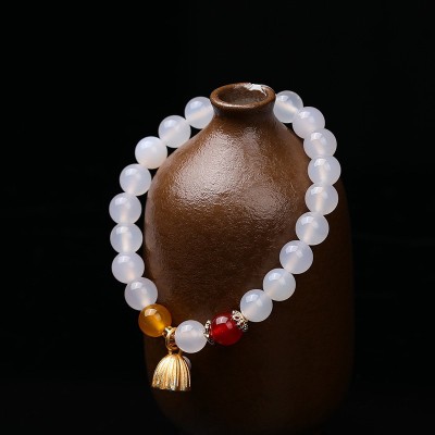 Natural Red Agate Lotus Pod Bracelet