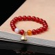 Natural Red Agate Lotus Pod Bracelet