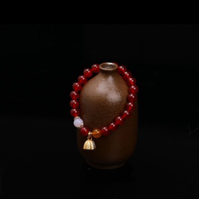 Natural Red Agate Lotus Pod Bracelet