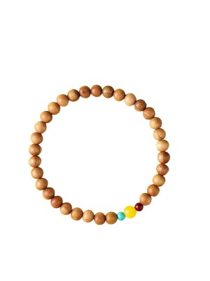 Peach Wood Lucky Red Sandalwood Amber Feng Shui Bead Bracelet