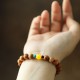 Peach Wood Lucky Red Sandalwood Amber Feng Shui Bead Bracelet