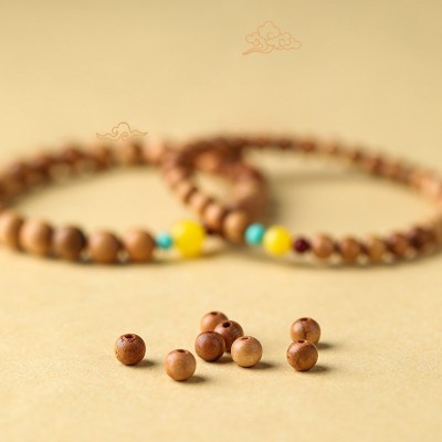 Peach Wood Lucky Red Sandalwood Amber Feng Shui Bead Bracelet