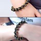 Six-Word Mantra Natural Obsidian Prayer Bead Bracelet