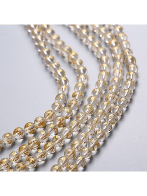 White Crystal Six-Character Mantra Gold-Stamped Beads