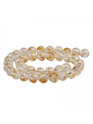 White Crystal Six-Character Mantra Gold-Stamped Beads